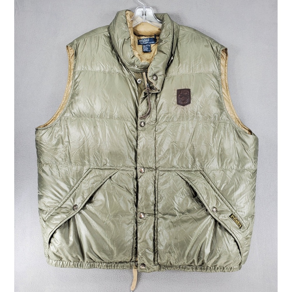 Polo Ralph Lauren Mens XXL Sportsman Goose Down Puffer Vest Vintage 90s Green